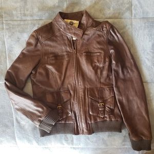 Lucky Brand 100% leather bomber jacket